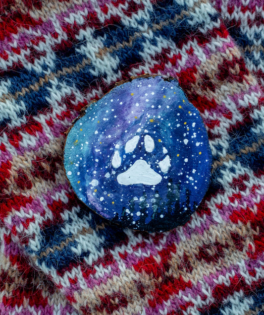 Northern Night on Wood Round Original Painting